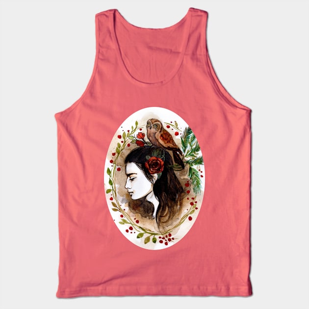 Girl with Owl Tank Top by TatianaBS